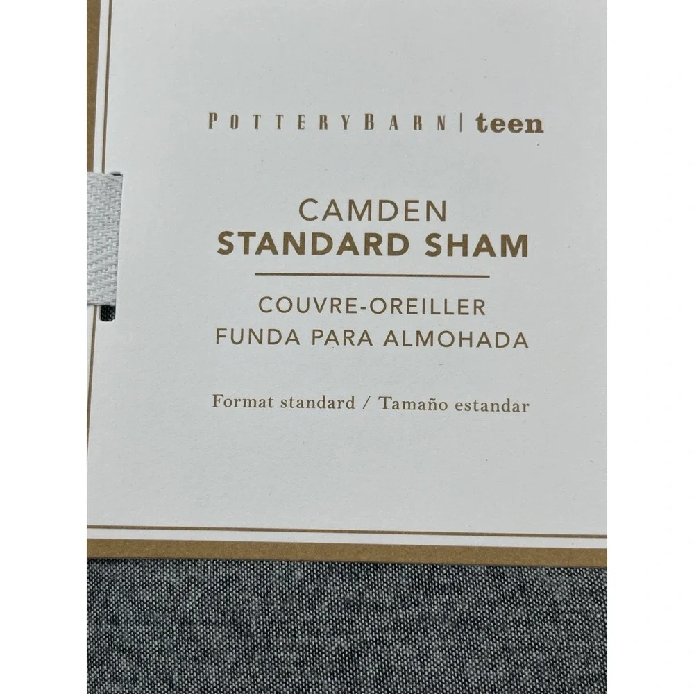 Pottery Barn‎ Teen Camden Standard Pillow Sham Steel Gray/Brown NEW